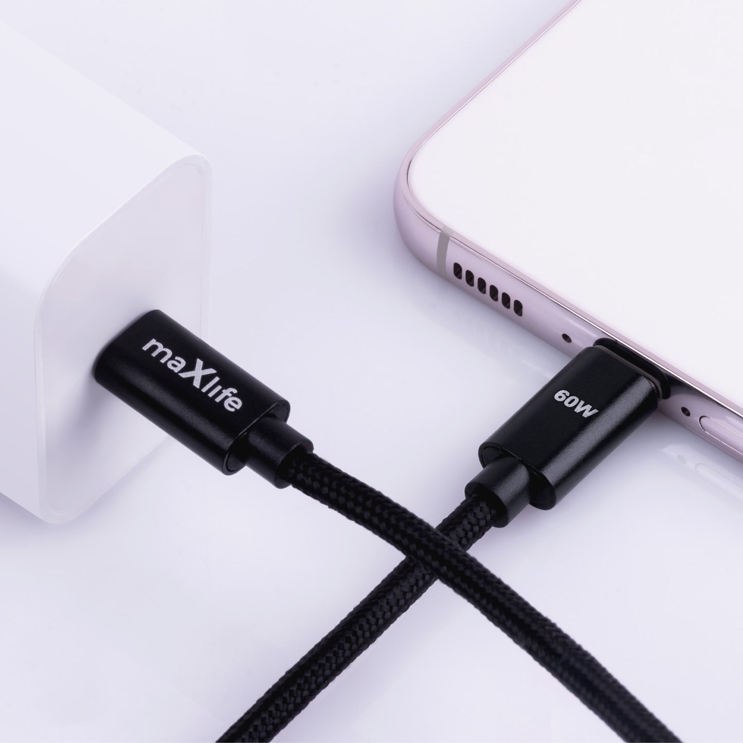 Cablu Date si Incarcare USB-C - USB-C MaXlife MXUC-12, 60W, 1m, Negru