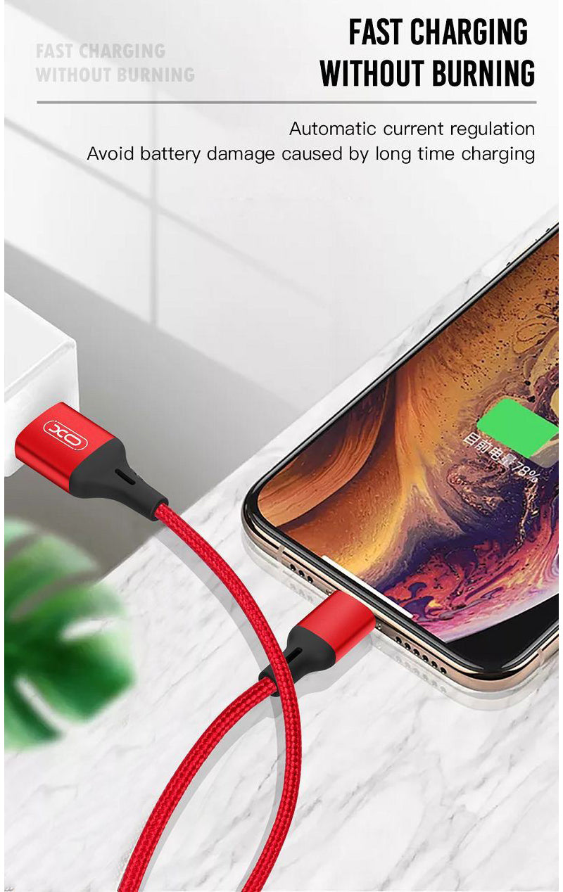 Cablu Date si Incarcare USB-A - microUSB XO Design NB143, 18W, 2m, Rosu