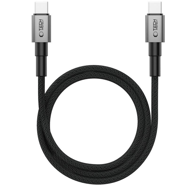 Cablu Date si Incarcare USB-C - USB-C Tech-Protect Ultraboost DNA MagTwist, 100W, 1m, Gri