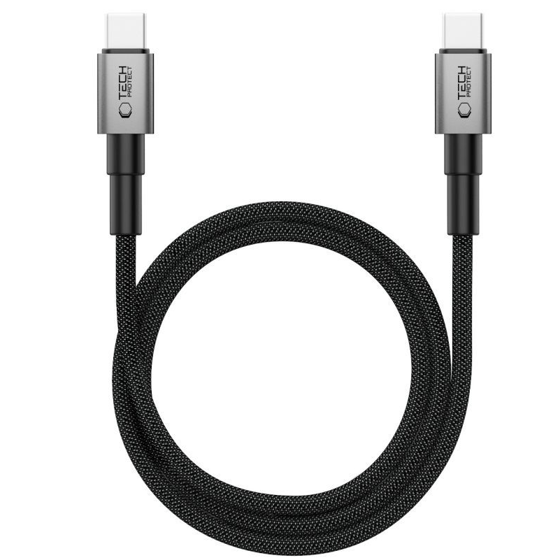 Cablu Date si Incarcare USB-C - USB-C Tech-Protect Ultraboost DNA MagTwist, 100W, 2m, Gri