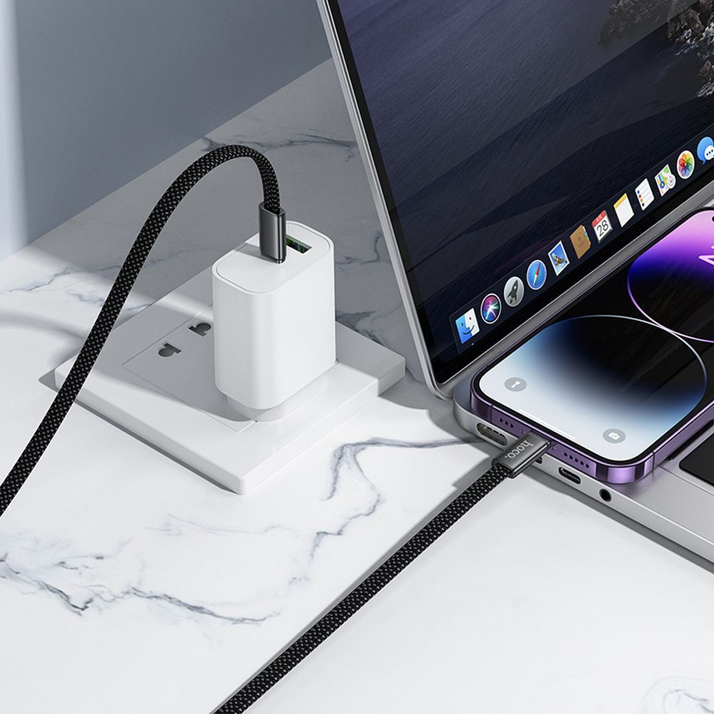 Cablu Date si Incarcare USB-C - USB-C HOCO X125, 60W, 1m, Alb