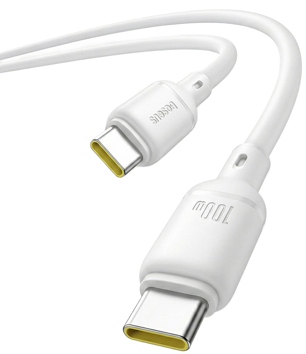 Cablu Date si Incarcare USB-C - USB-C Baseus Silky, 100W, 1m, Alb P10377704213-00