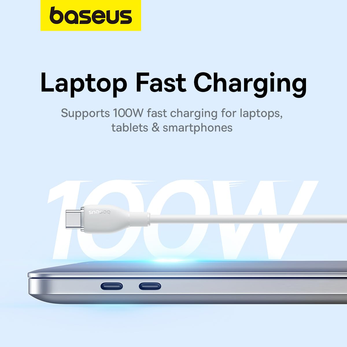 Cablu Date si Incarcare USB-C - USB-C Baseus Pudding, 100W, 1.2m, Alb P10355702221-00