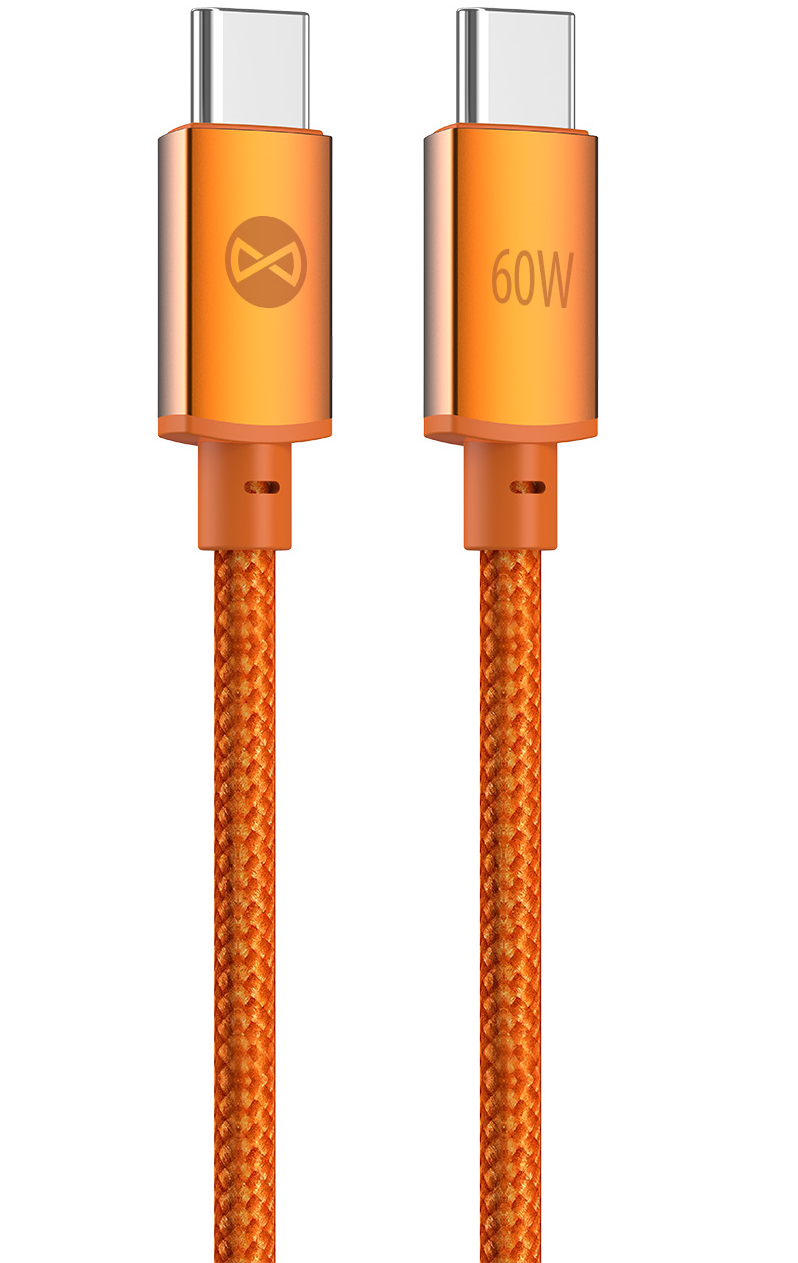 Cablu Date si Incarcare USB-C - USB-C Forever Saffron, 60W, 1m, Portocaliu