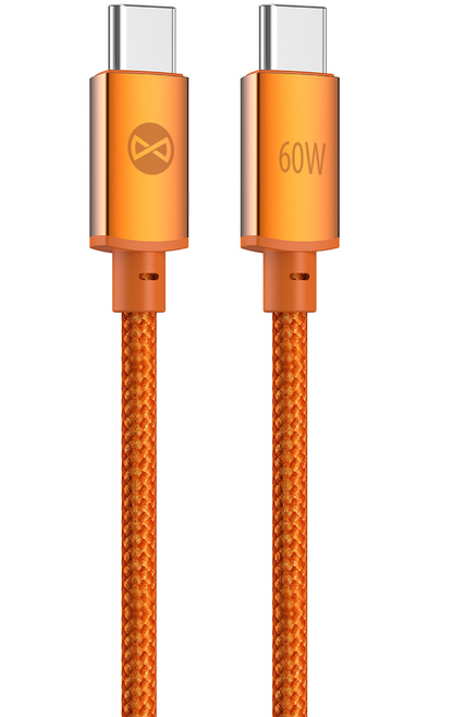 Cablu Date si Incarcare USB-C - USB-C Forever Saffron, 60W, 1m, Portocaliu