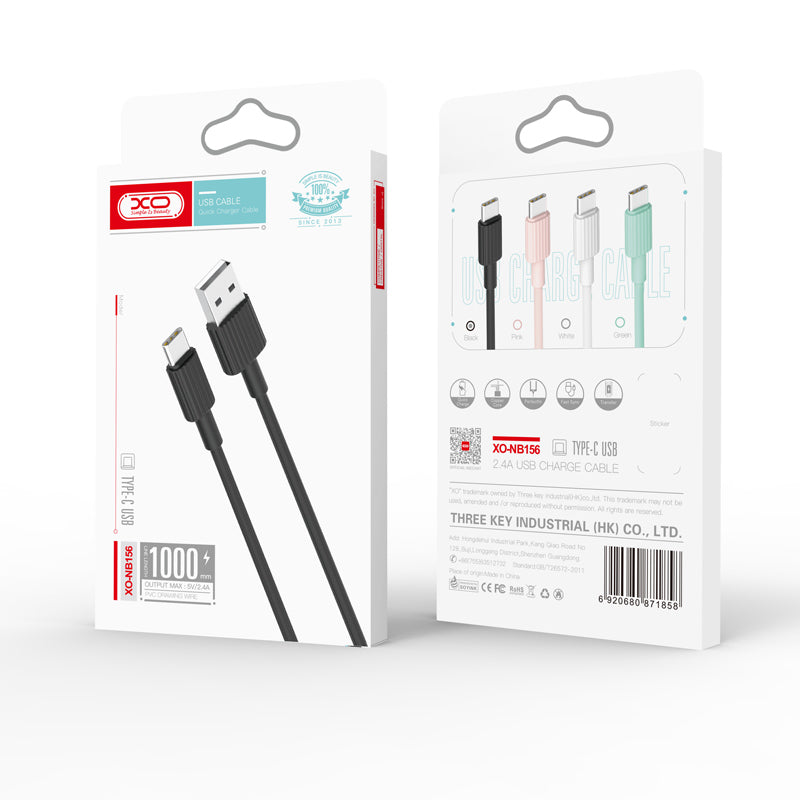 Cablu Date si Incarcare USB-A - USB-C XO Design NB156, 18W, 1m, Negru