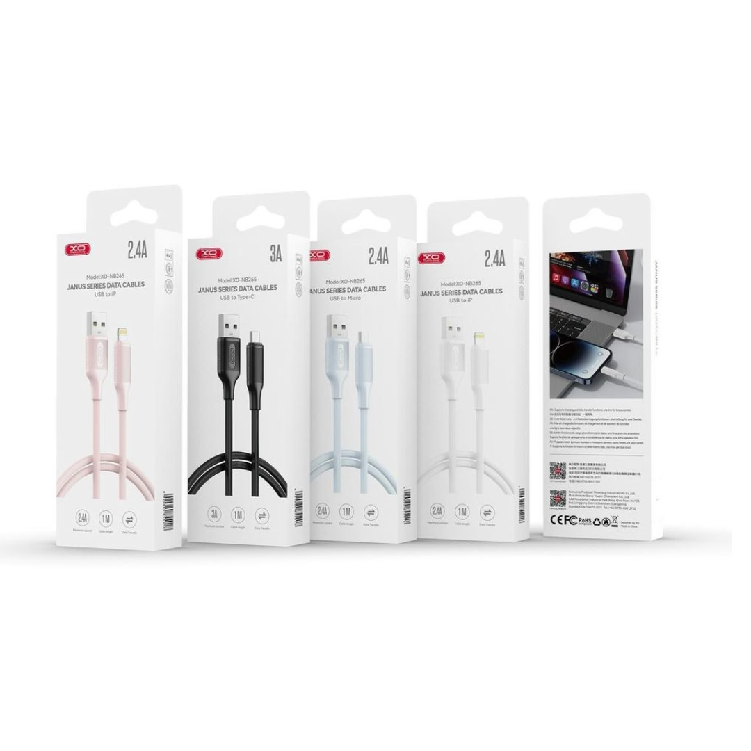 Cablu Date si Incarcare USB-A - USB-C XO Design NB265, 18W, 1m, Alb