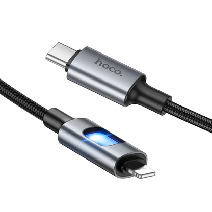 Cablu Date si Incarcare USB-C - Lightning HOCO U144 Led, 27W, 1.2m, Negru