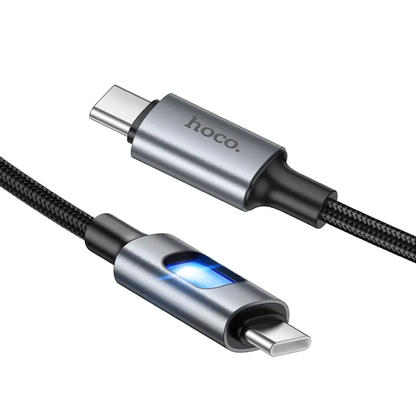 Cablu Date si Incarcare USB-C - USB-C HOCO U144 Led, 60W, 1.2m, Negru