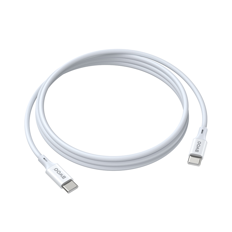 Cablu Date si Incarcare USB-C - USB-C BWOO BO-X283CC-2M, 60W, 2m, Alb