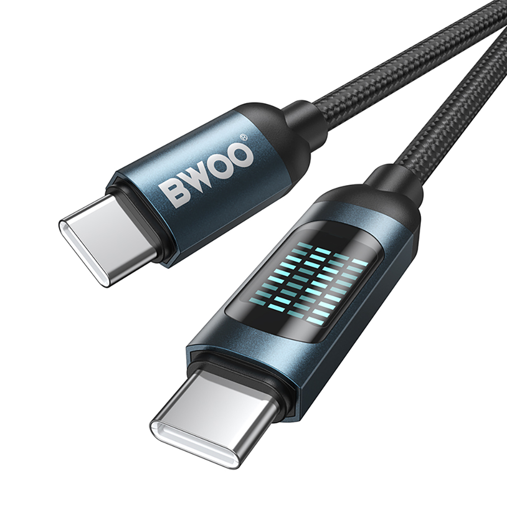 Cablu Date si Incarcare USB-C - USB-C BWOO BO-X304 Led, 60W, 1m, Negru