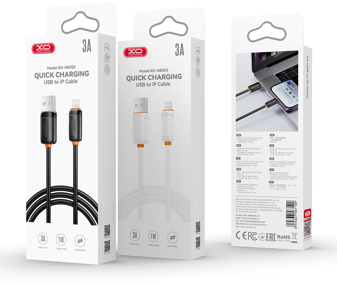 Cablu Date si Incarcare USB-A - USB-C XO Design NB302, 18W, 1m, Negru