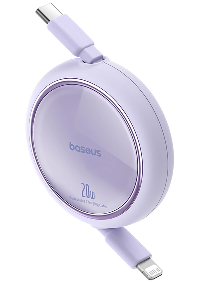 Cablu Date si Incarcare USB-C - Lightning Baseus Free2Pull Mini Retractable, 20W, Mov P10364501511-00