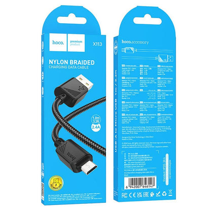 Cablu Date si Incarcare USB-A - microUSB HOCO X113, 18W, 1m, Negru