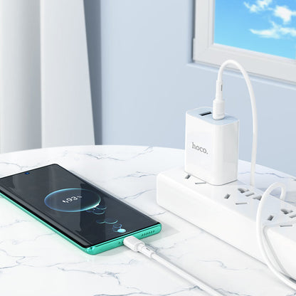 Cablu Date si Incarcare USB-C - USB-C HOCO X83 Victory, 60W, 1m, Alb