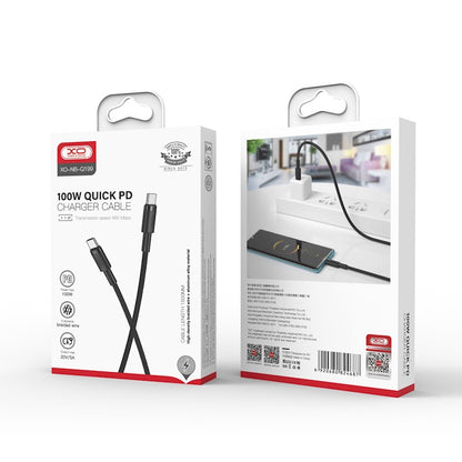 Cablu Date si Incarcare USB-C - USB-C XO Design NB-Q199, 100W, 1.5m, Negru