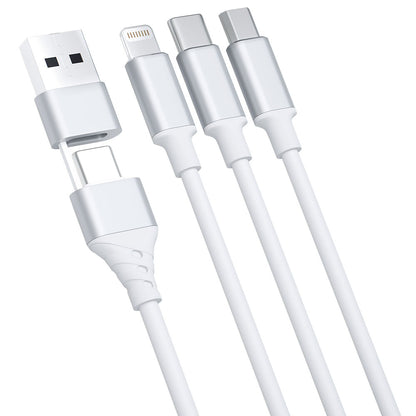 Cablu Incarcare USB-A / USB-C - Lightning / microUSB / USB-C 3MK Hyper 3in1, 12W, 1.5m, Alb