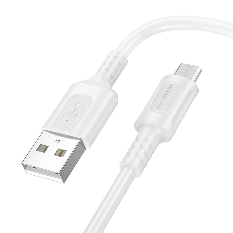 Cablu Date si Incarcare USB-A - microUSB Borofone BX111 Feliz, 18W, 1m, Alb