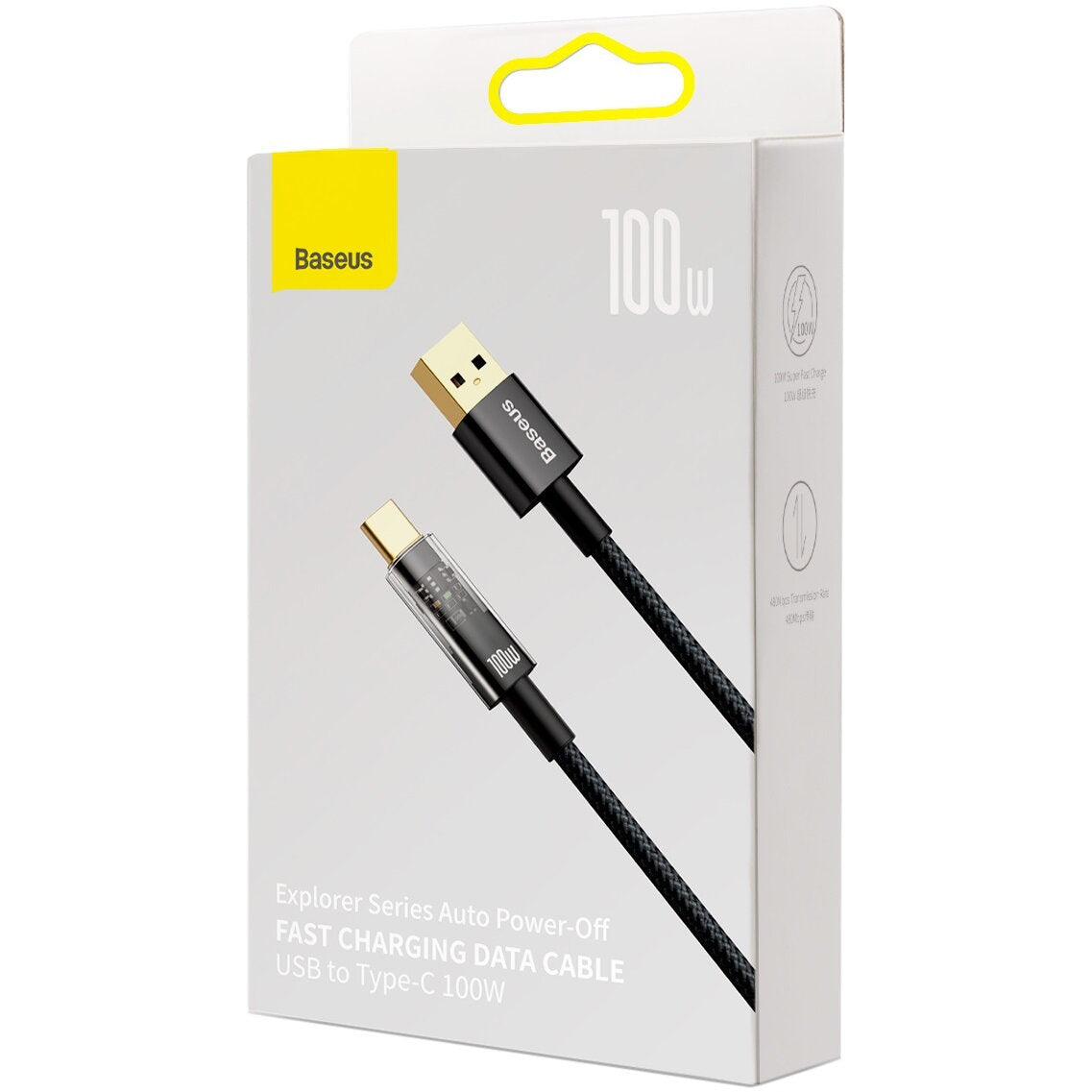 Cablu Date si Incarcare USB-A - USB-C Baseus Explorer, 100W, 1m, Negru CATS000201