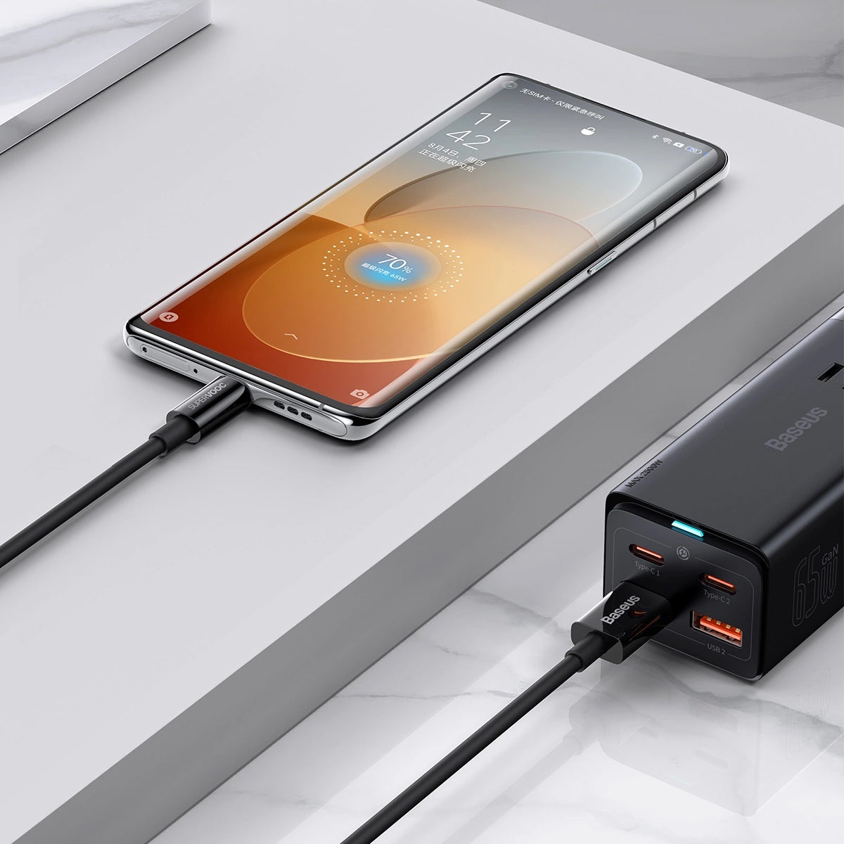 Cablu Date si Incarcare USB-A - USB-C Baseus Superior Series, 65W, 2m, Negru CAYS001001