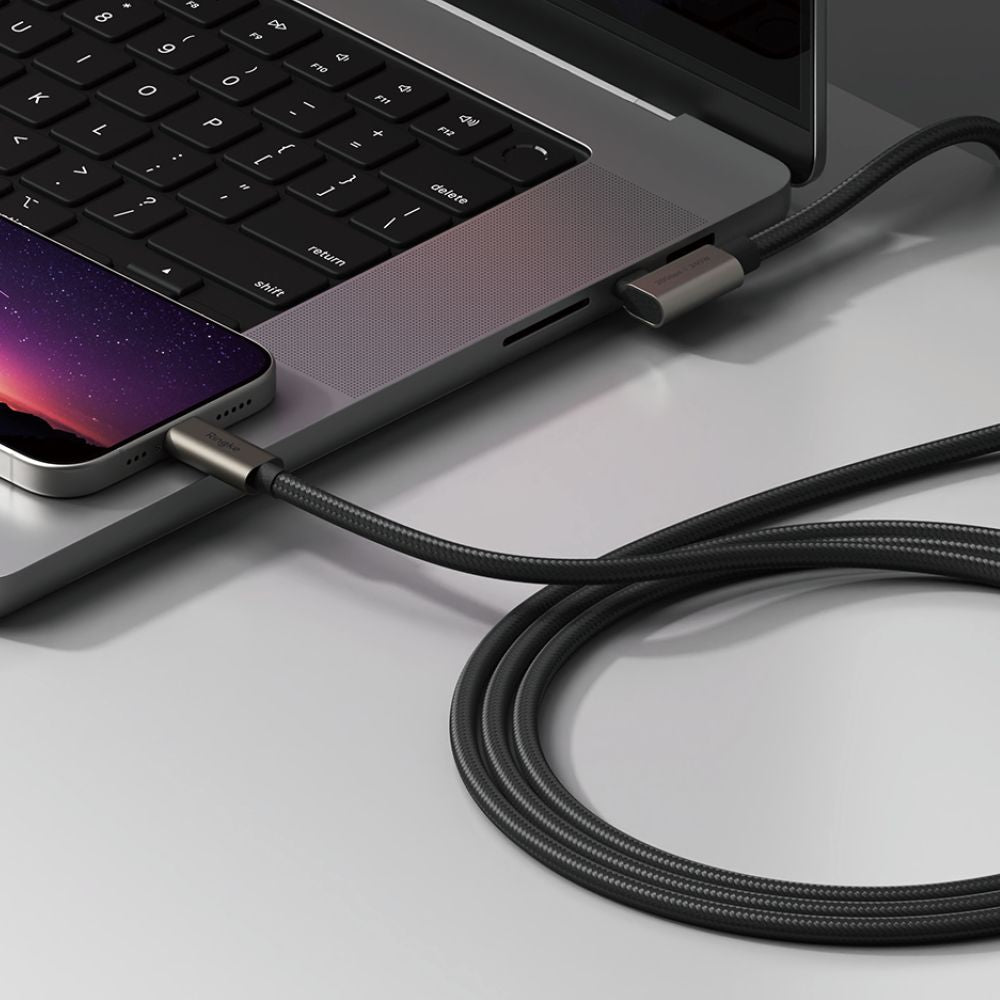 Cablu Date si Incarcare USB-C - USB-C Ringke 2X2 Angled, 240W, 2m, Negru