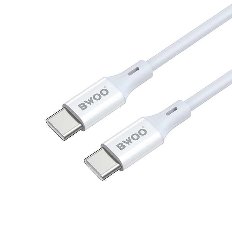 Cablu Date si Incarcare USB-C - USB-C BWOO X282, 60W, 1m, Alb