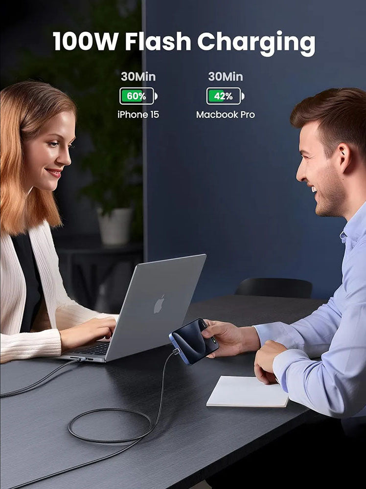 Cablu Date si Incarcare USB-C - USB-C UGREEN L512, 100W, 0.5m, Gri