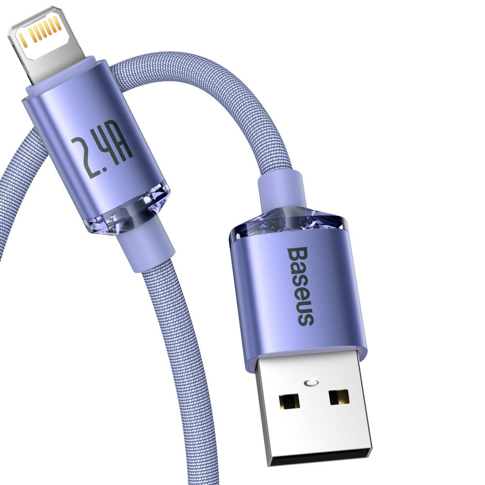 Cablu Date si Incarcare USB-A - Lightning Baseus Crystal Shine Series, 18W, 2m, Mov CAJY000105