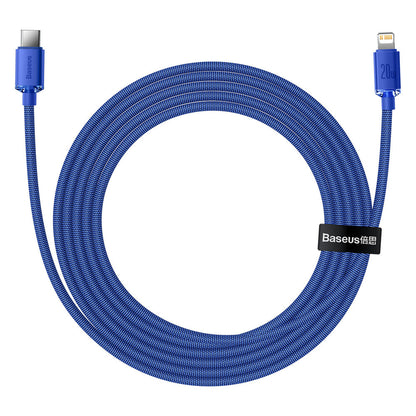 Cablu Date si Incarcare USB-C - Lightning Baseus Crystal Shine Series, 20W, 1.2m, Albastru CAJY000203
