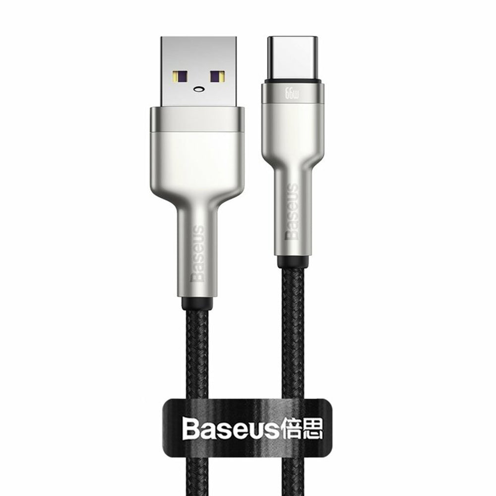 Cablu Date si Incarcare USB-A - USB-C Baseus Cafule Metal Series, 66W, 0.25m, Negru CAKF000001