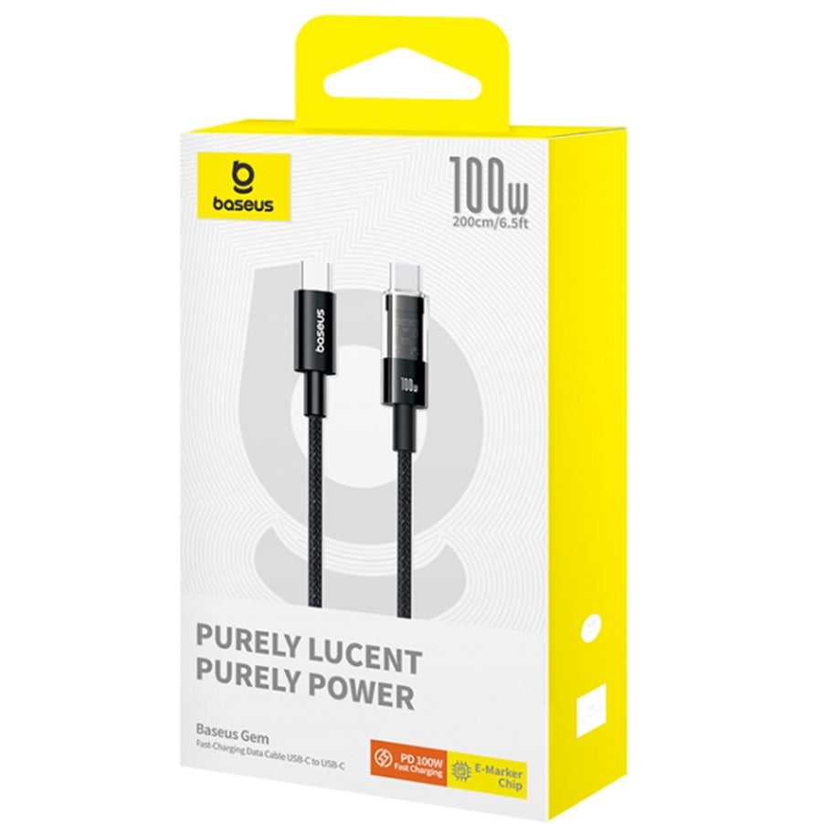 Cablu Date si Incarcare USB-C - USB-C Baseus Gem, 100W, 2m, Negru P10373000111-01