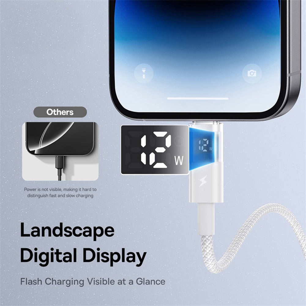 Cablu Date si Incarcare USB-A - Lightning Baseus Display 2, 18W, 2m, Alb P10382700211-01