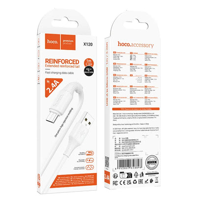 Cablu Date si Incarcare USB-A - microUSB HOCO X120, 18W, 1m, Alb
