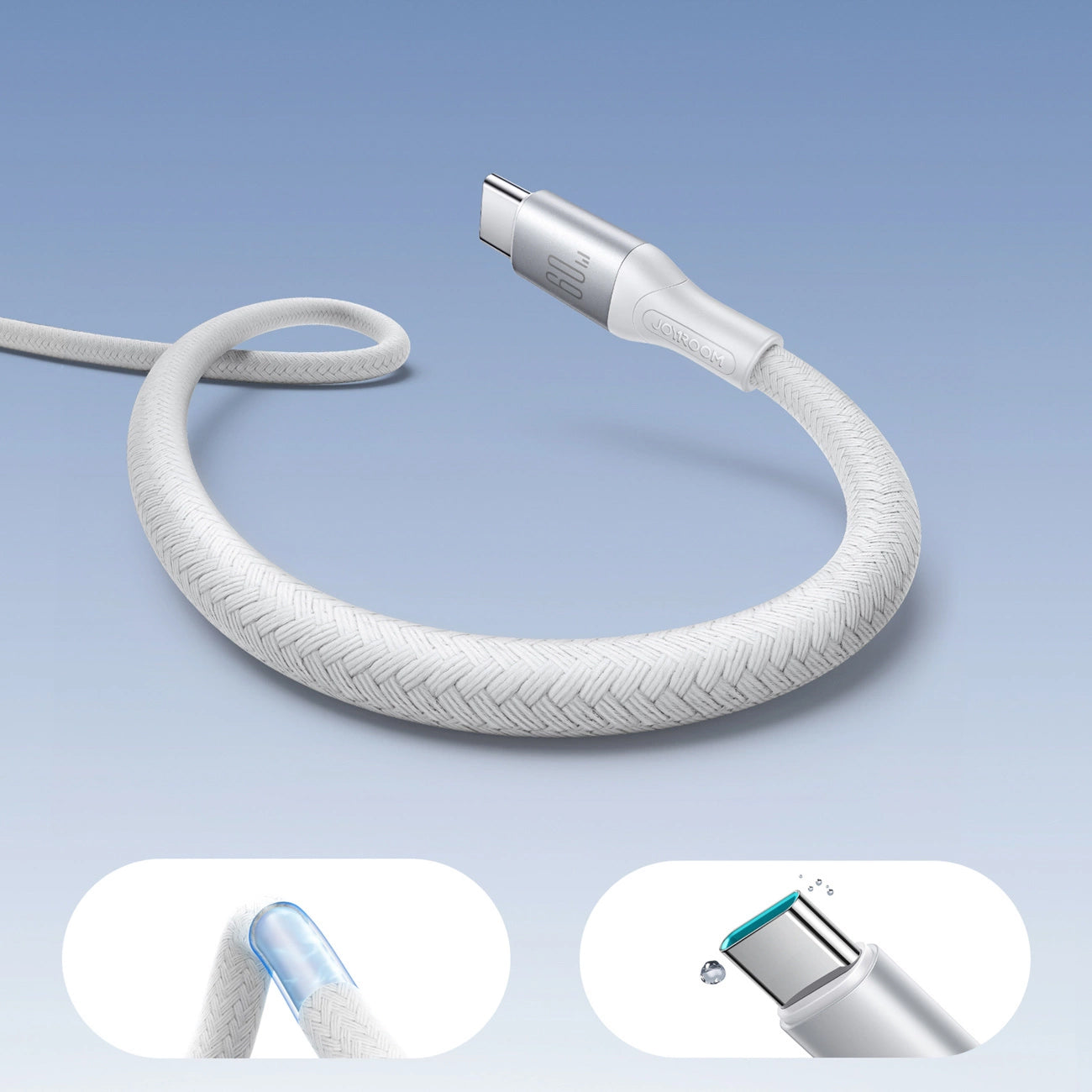 Cablu Date si Incarcare USB-C - USB-C Joyroom S-A28 Flash, 60W, 2m, Alb
