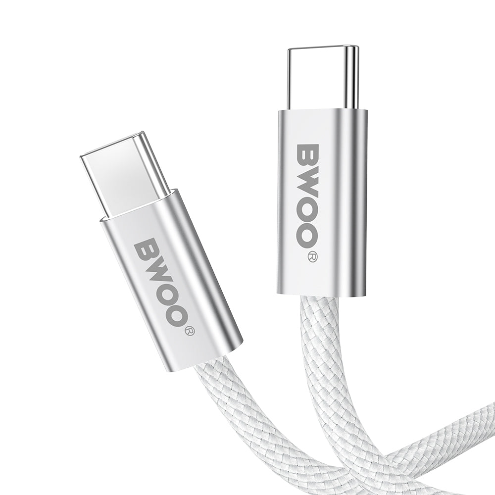Cablu Date si Incarcare USB-C - USB-C BWOO BO-X317C, 240W, 1m, Alb