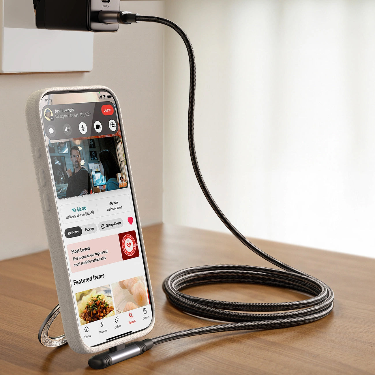 Cablu Date si Incarcare USB-C - Lightning Joyroom S-A56 EnjoyX Angled, 30W, 1.2m, Negru