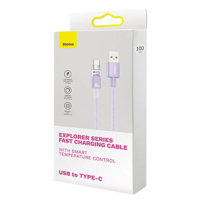 Cablu Date si Incarcare USB-A - USB-C Baseus Explorer, 100W, 1m, Mov CATS010405