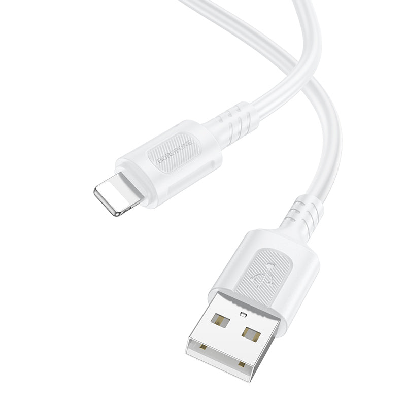 Cablu Date si Incarcare USB-A - Lightning Borofone BX111 Feliz, 18W, 1m, Alb