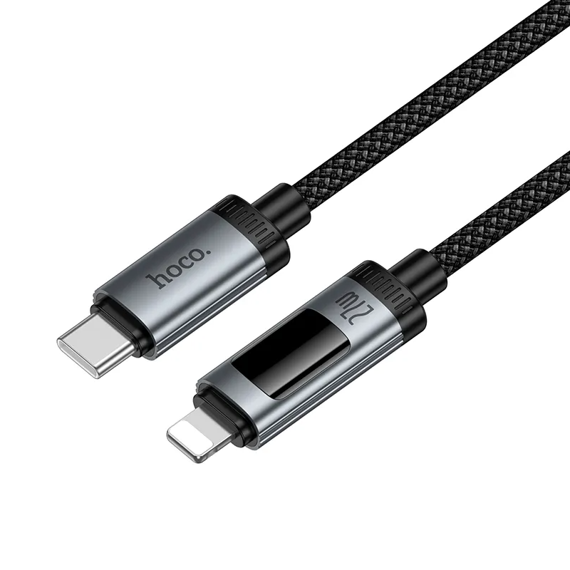 Cablu Date si Incarcare USB-C - Lightning HOCO Display U148, 27W, 1.2m, Negru