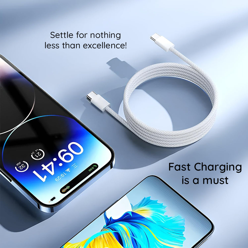 Cablu Date si Incarcare USB-C - USB-C Lito LD04CC, 60W, 2m, Alb