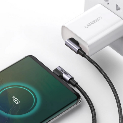 Cablu Date si Incarcare USB-C - USB-C UGREEN US323 Angled, 60W, 2m, Negru