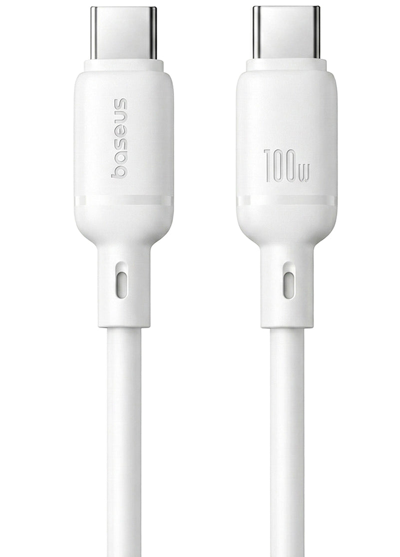 Cablu Date si Incarcare USB-C - USB-C Baseus Silky, 100W, 1m, Alb P10377704213-00