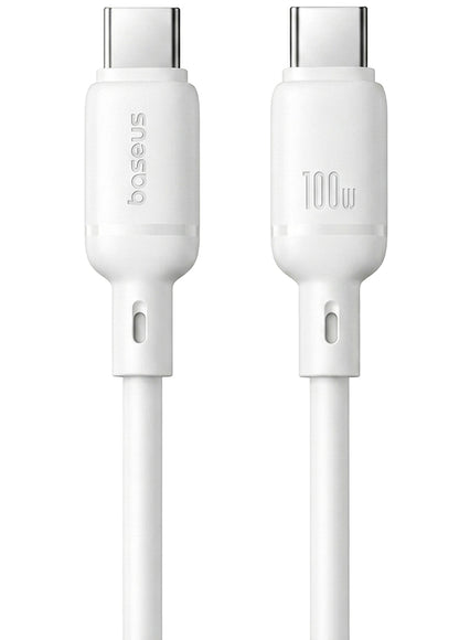 Cablu Date si Incarcare USB-C - USB-C Baseus Silky, 100W, 1m, Alb P10377704213-00