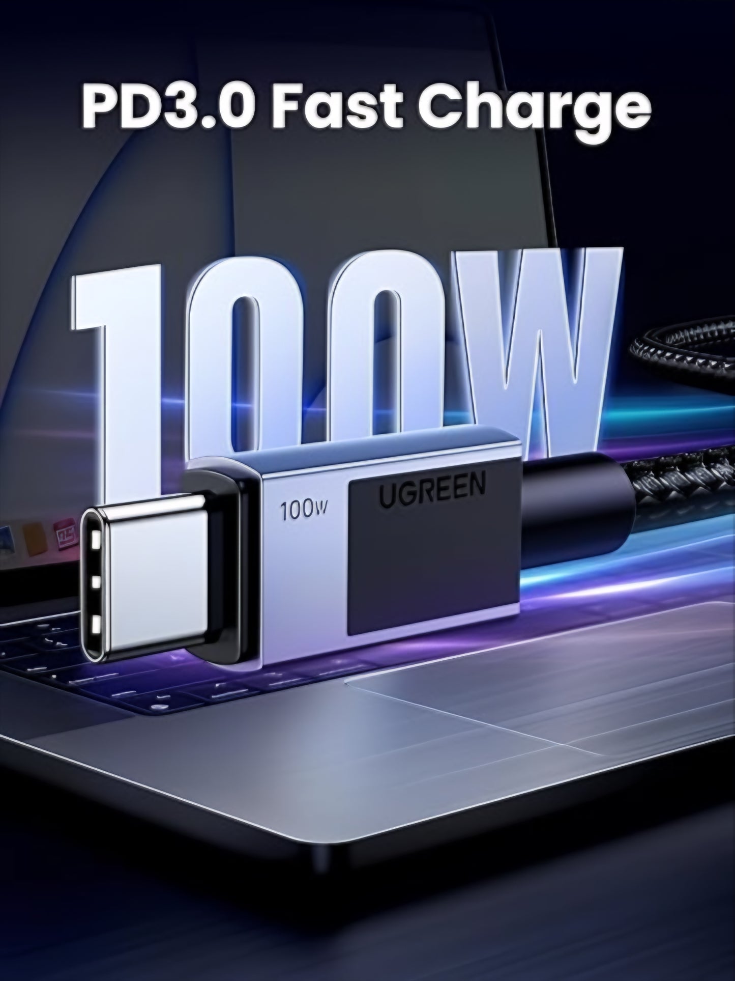 Cablu Date si Incarcare USB-C - USB-C UGREEN L512, 100W, 2m, Gri