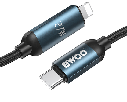 Cablu Date si Incarcare USB-C - Lightning BWOO X305 Display, 27W, 1m, Negru