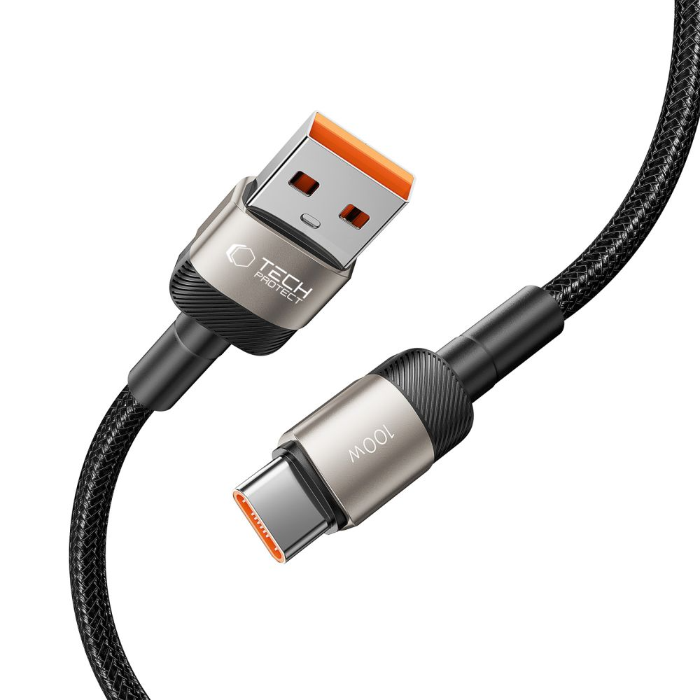 Cablu Date si Incarcare USB-A - USB-C Tech-Protect Ultraboost EVO, 100W, 1m, Argintiu