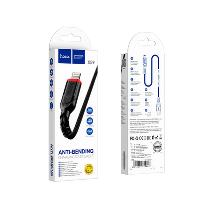 Cablu Date si Incarcare USB-A - Lightning HOCO X59 Victory, 18W, 1m, Negru