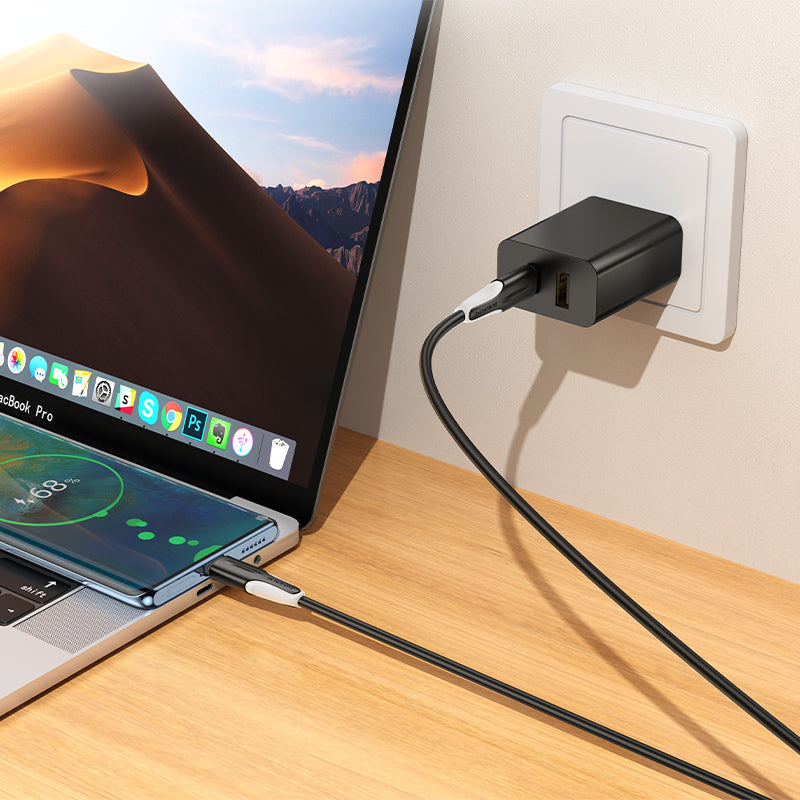 Cablu Date si Incarcare USB-C - USB-C Borofone BX119 New, 60W, 1m, Negru