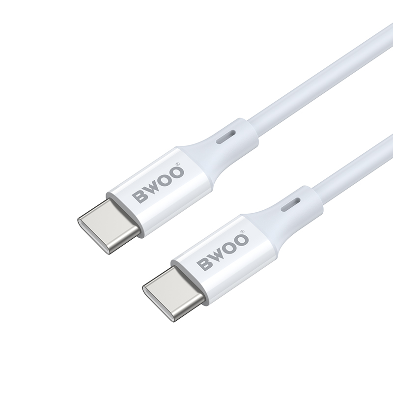Cablu Date si Incarcare USB-C - USB-C BWOO BO-X283CC-2M, 60W, 2m, Alb