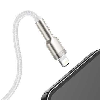 Cablu Date si Incarcare USB-A - Lightning Baseus Cafule Metal Series, 18W, 2m, Alb CALJK-B02